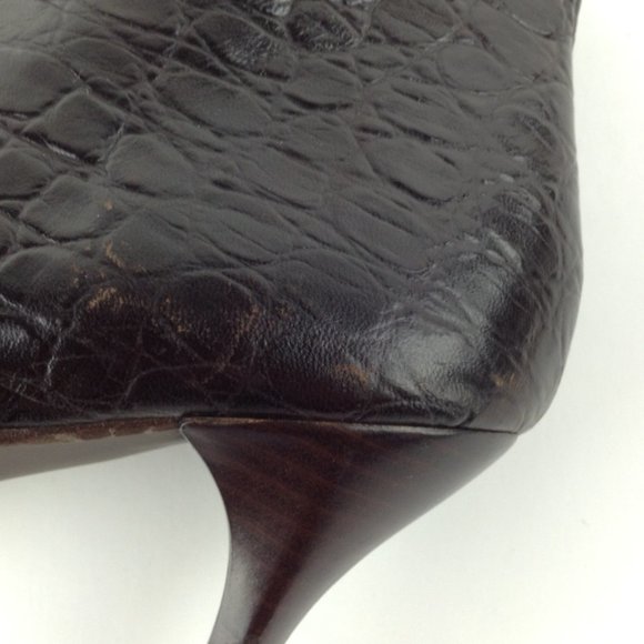 A. Giannetti Brown Croc Embossed  Italian Ankle Booties - Picture 10 of 16